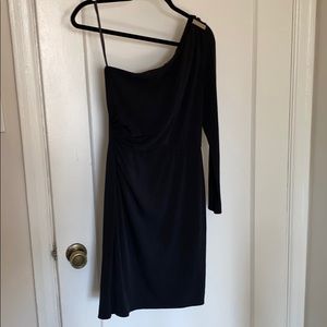 Off the shoulder, long sleeved formal dress
